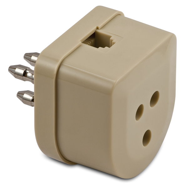 Spina+presa tel.trip.+adattatore plug