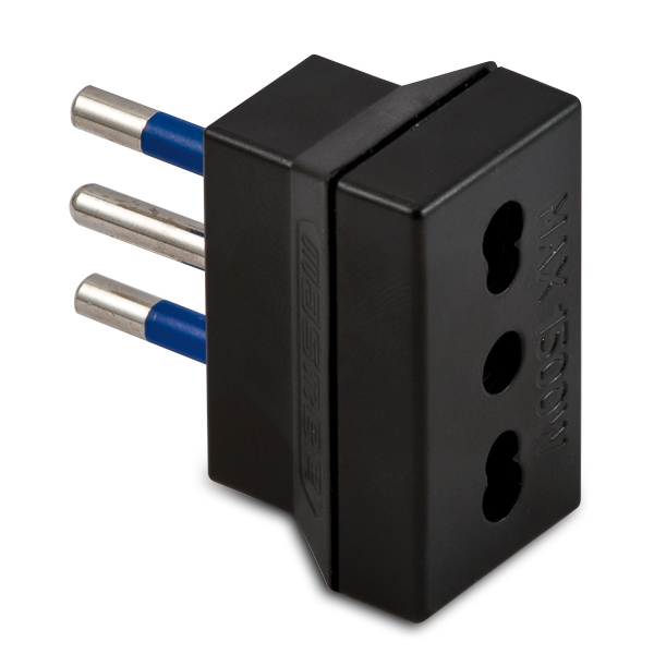 Adatt.Sempl.Bipresa 10A 2P+T Nero