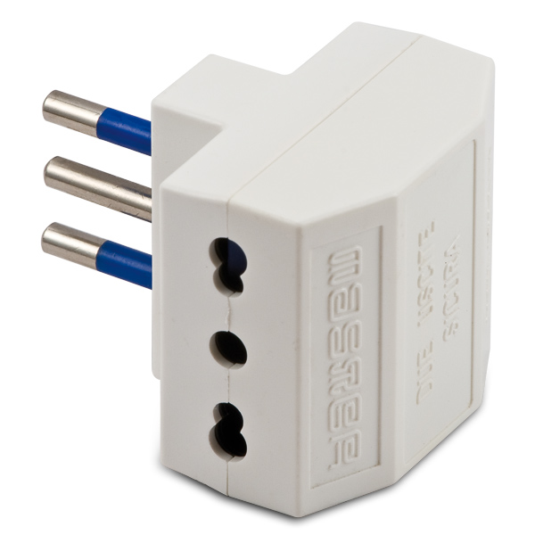 Adatt.Doppio 10A 2P+T Bianco