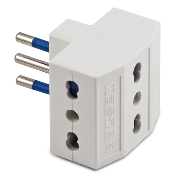 Adatt.Triplo 10A 2P+T Bianco