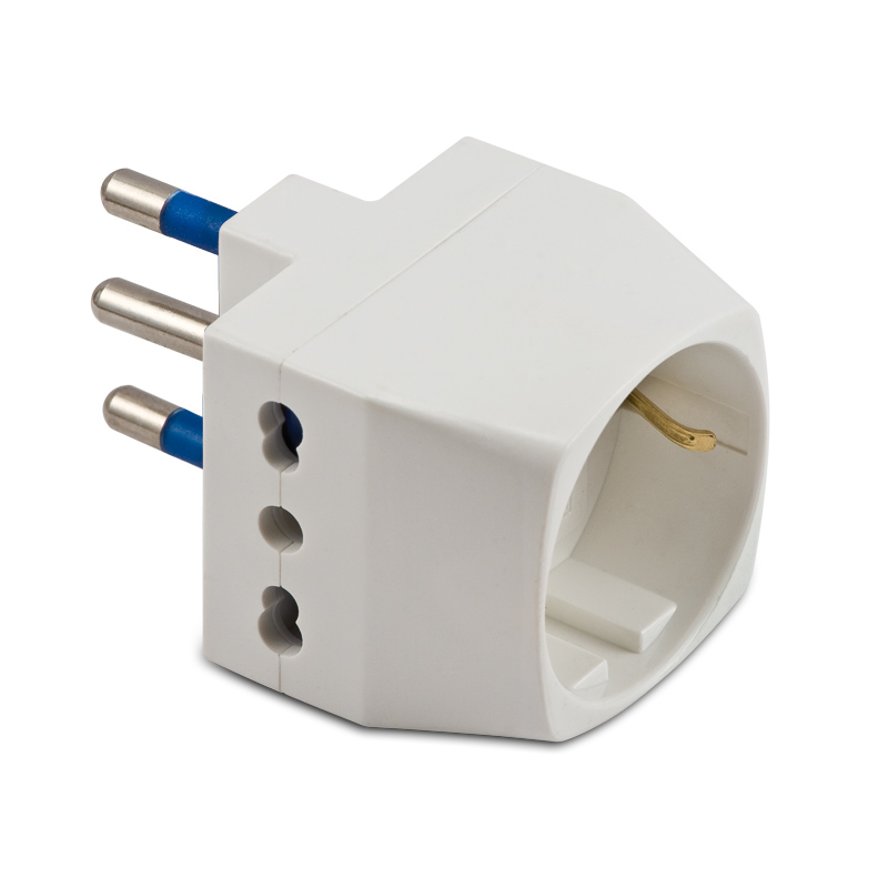 Adatt.Triplo-Schuko 16A 2P+T Bianco