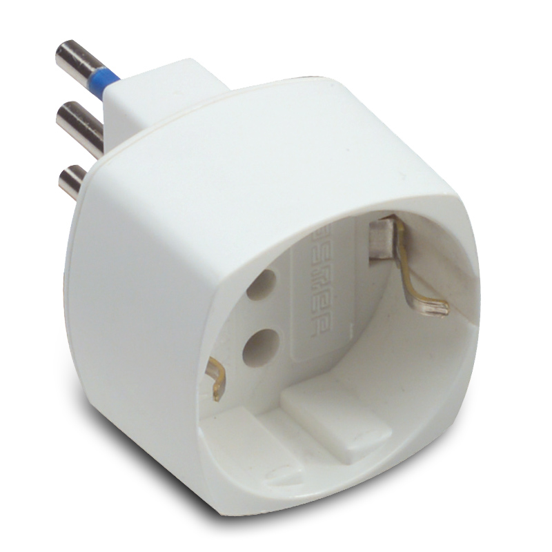 Adatt.Schuko 10A 2P+T Bianco c.Sicurezza