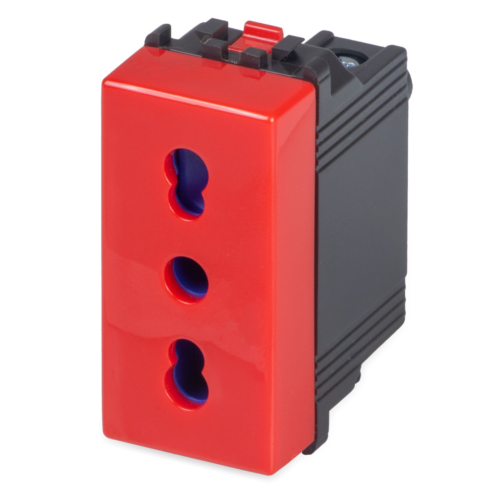 Presa 2P+T 16A Bivalente ROSSA ANTIBACTE