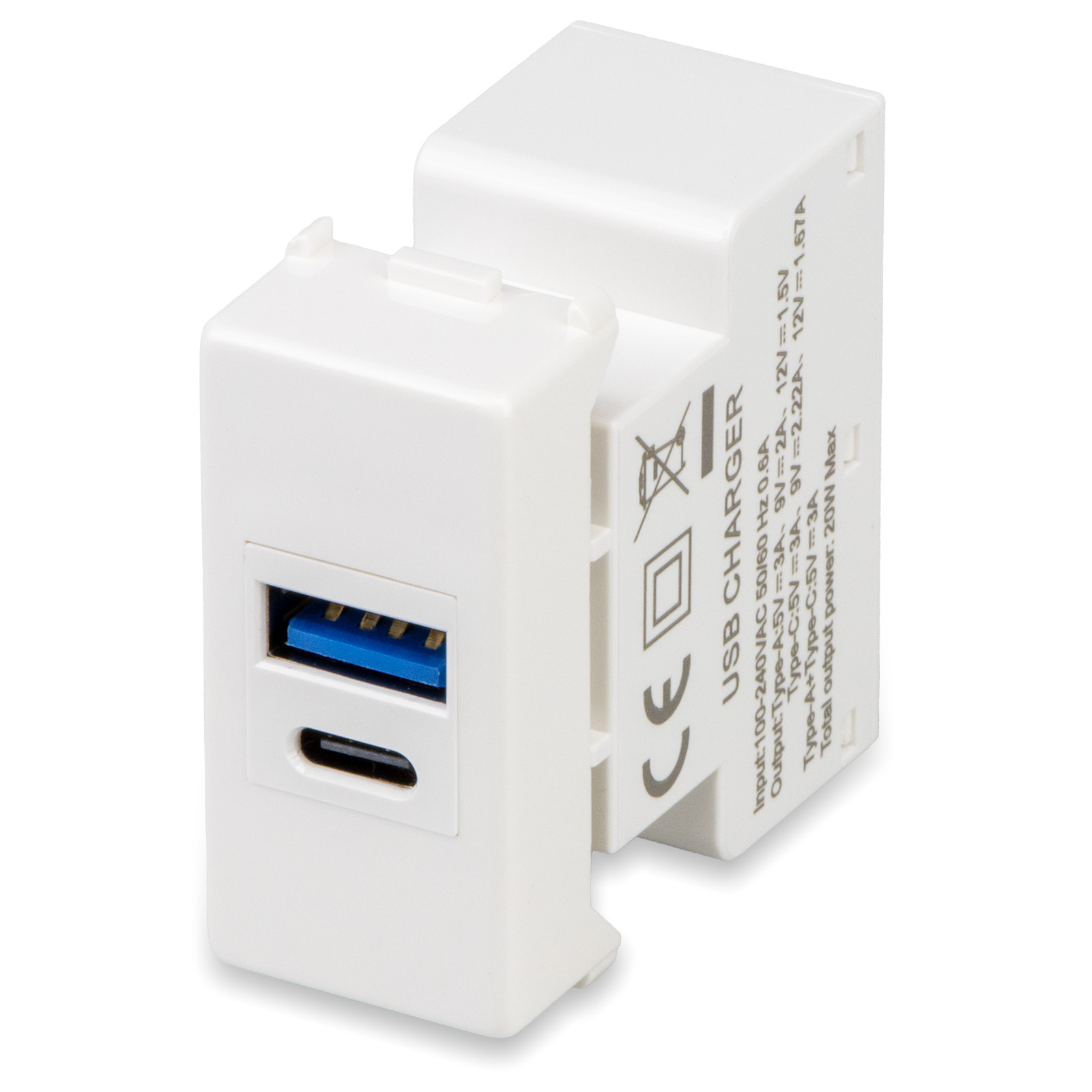 MIX Alim.USB A+C 100/240Vac max20W
