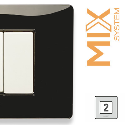 MIX Placca 2 Posti STRETTA  NERO PANTHER