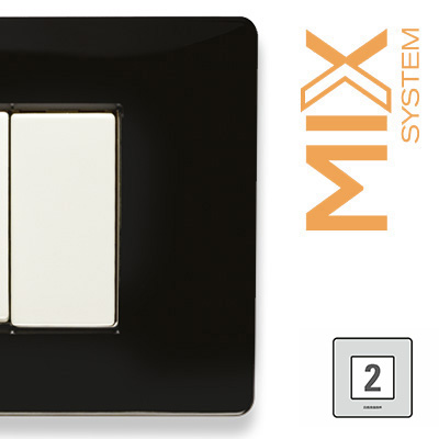MIX Placca 2 Posti NERO MATT