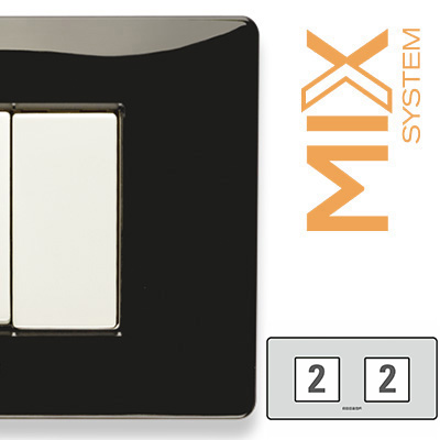 MIX Placca 2+2 Posti NERO PANTHER