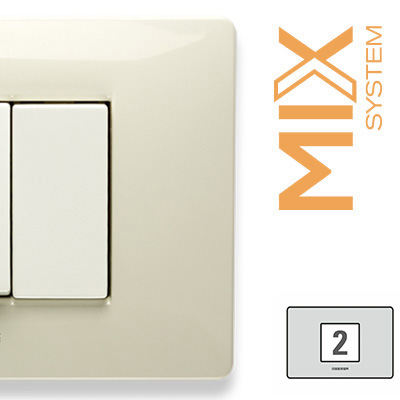 MIX Placca 2 P. Centrali BIANCO SAFARI
