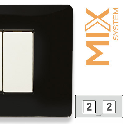MIX Placca 2+2 Posti NERO MATT
