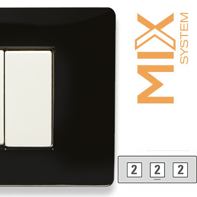MIX Placca 2+2+2 Posti NERO MATT