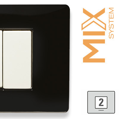 MIX Placca 2 Posti NERO MATT