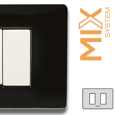 MIX Placca 2 Posti NERO MATT