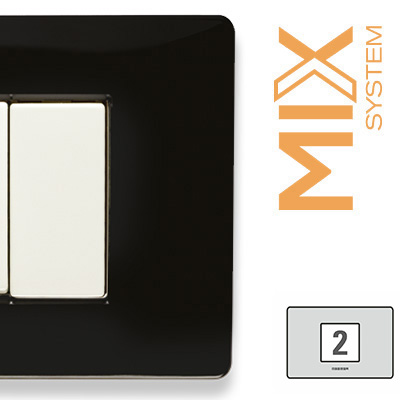 MIX Placca 2P. Central 3M. NERO MATT