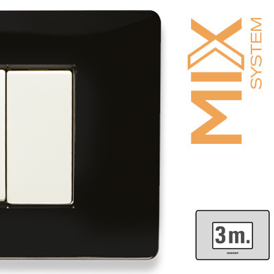 MIX Placca 3 Posti NERO MATT