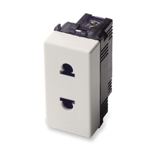 15A 2P euro-american socket, Ø 4mm holes