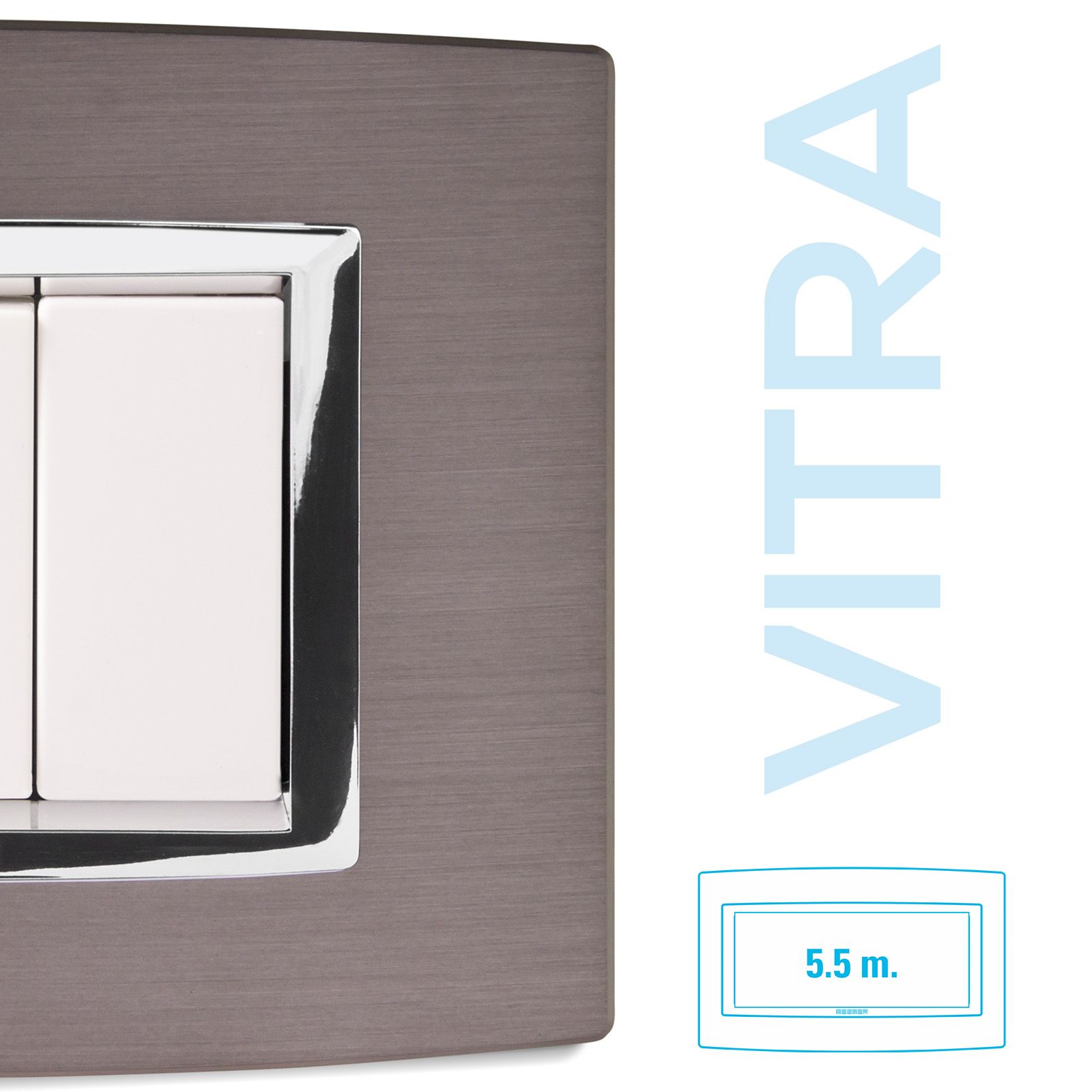 Placa 5,5 módulos Vitra Inoxidable