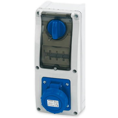 Socket 2P+E 16A 230V 6h Blue IP67 w.box