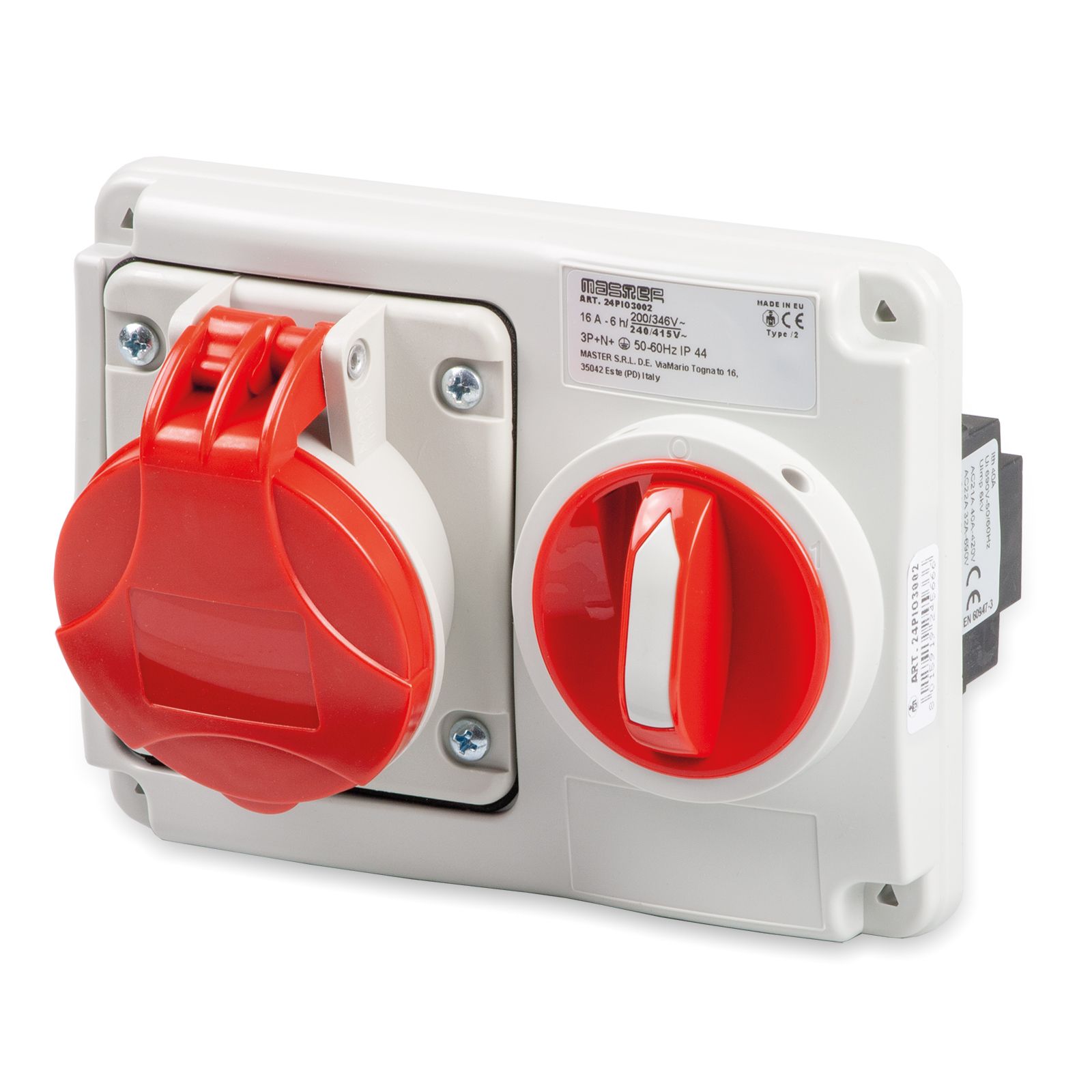 Pr.Int.Or.3P+N+T 16A 380V 6h ROSSA IP44