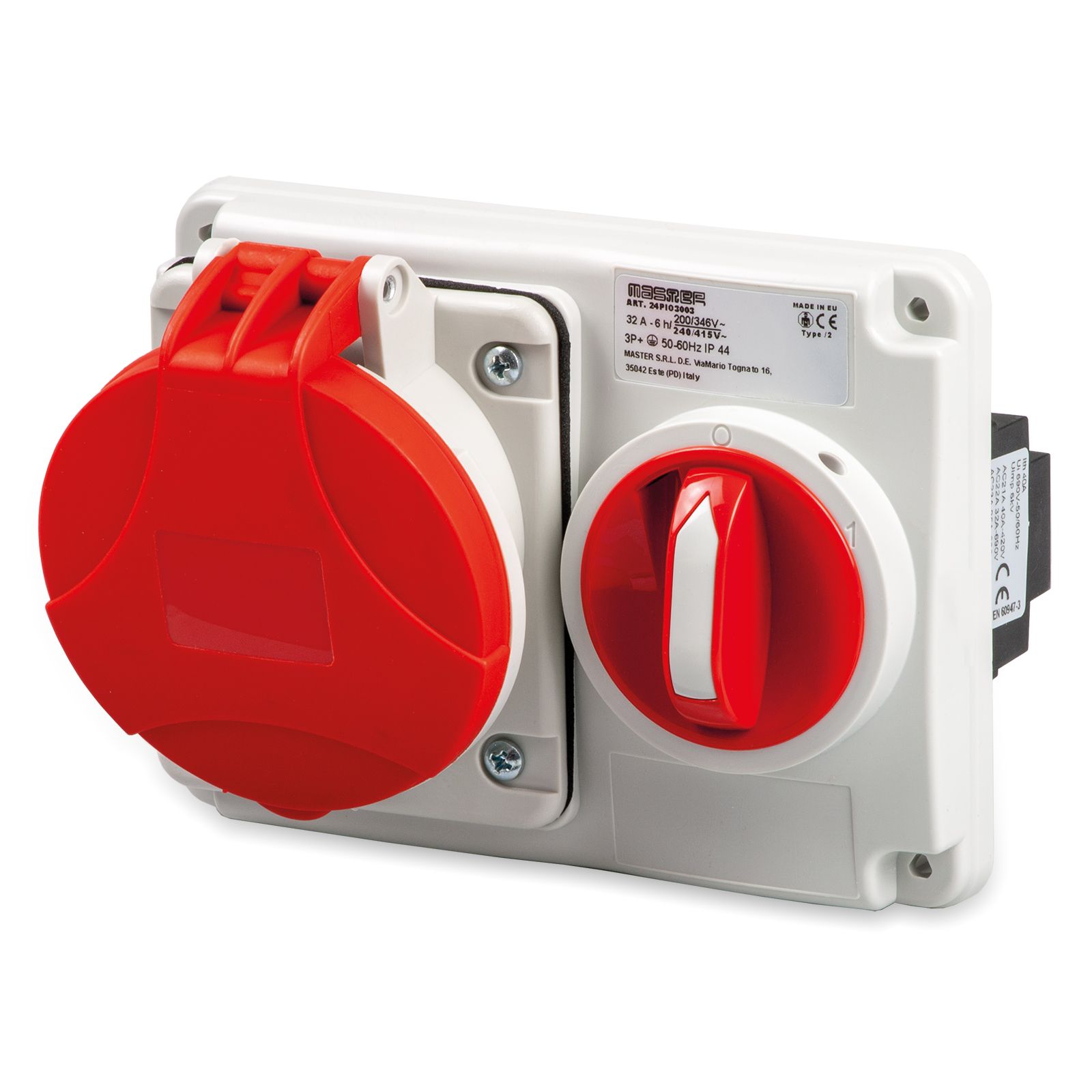 Pr.Int.Or.3P+T 32A 380V 6h ROSSA IP44