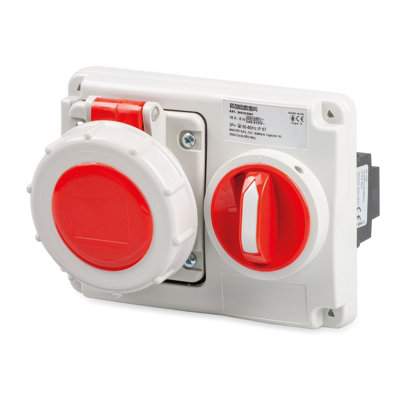 Pr.Int.Or.3P+T 16A 380V 6h ROSSA IP67