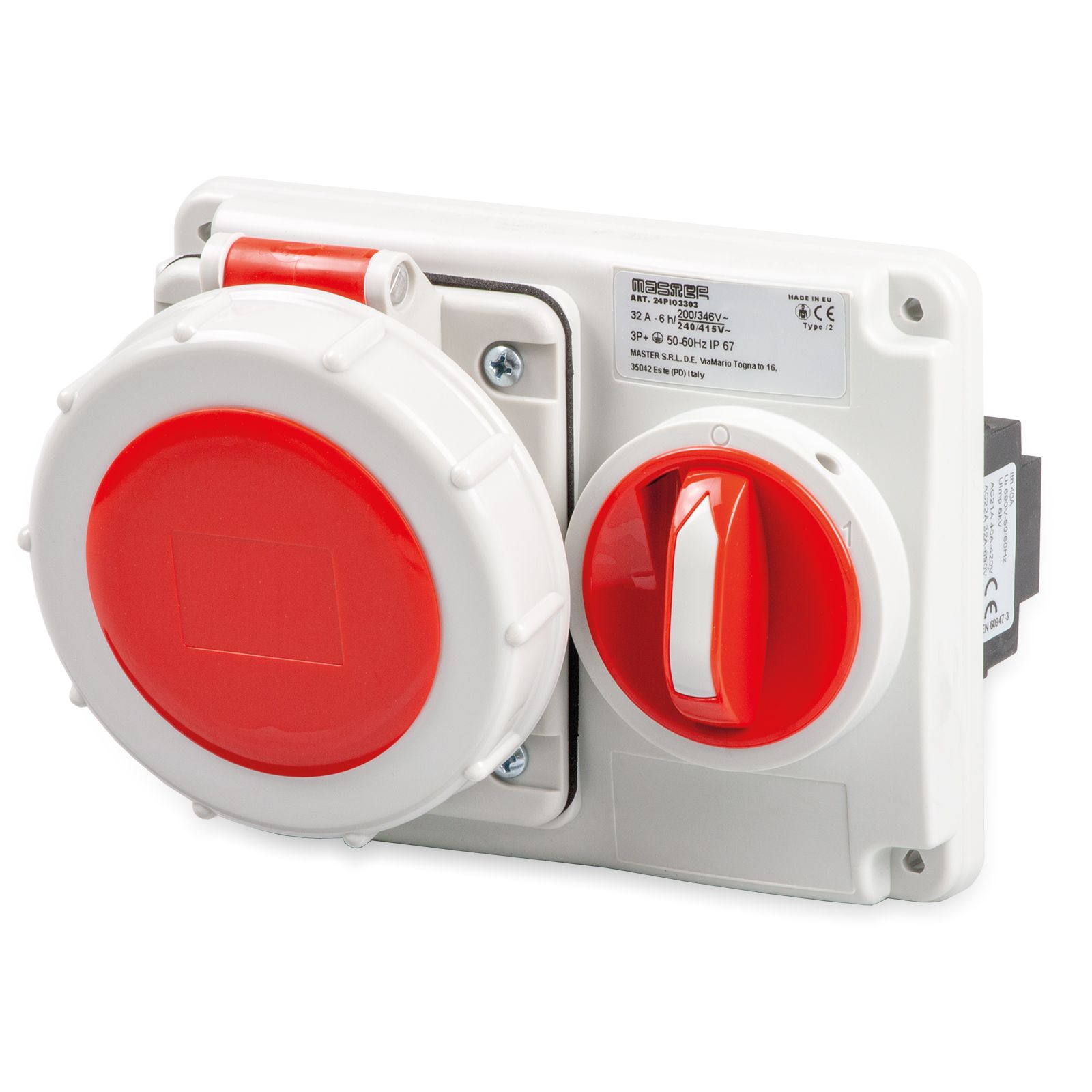 Pr.Int.Or.3P+T 32A 380V 6h ROSSA IP67