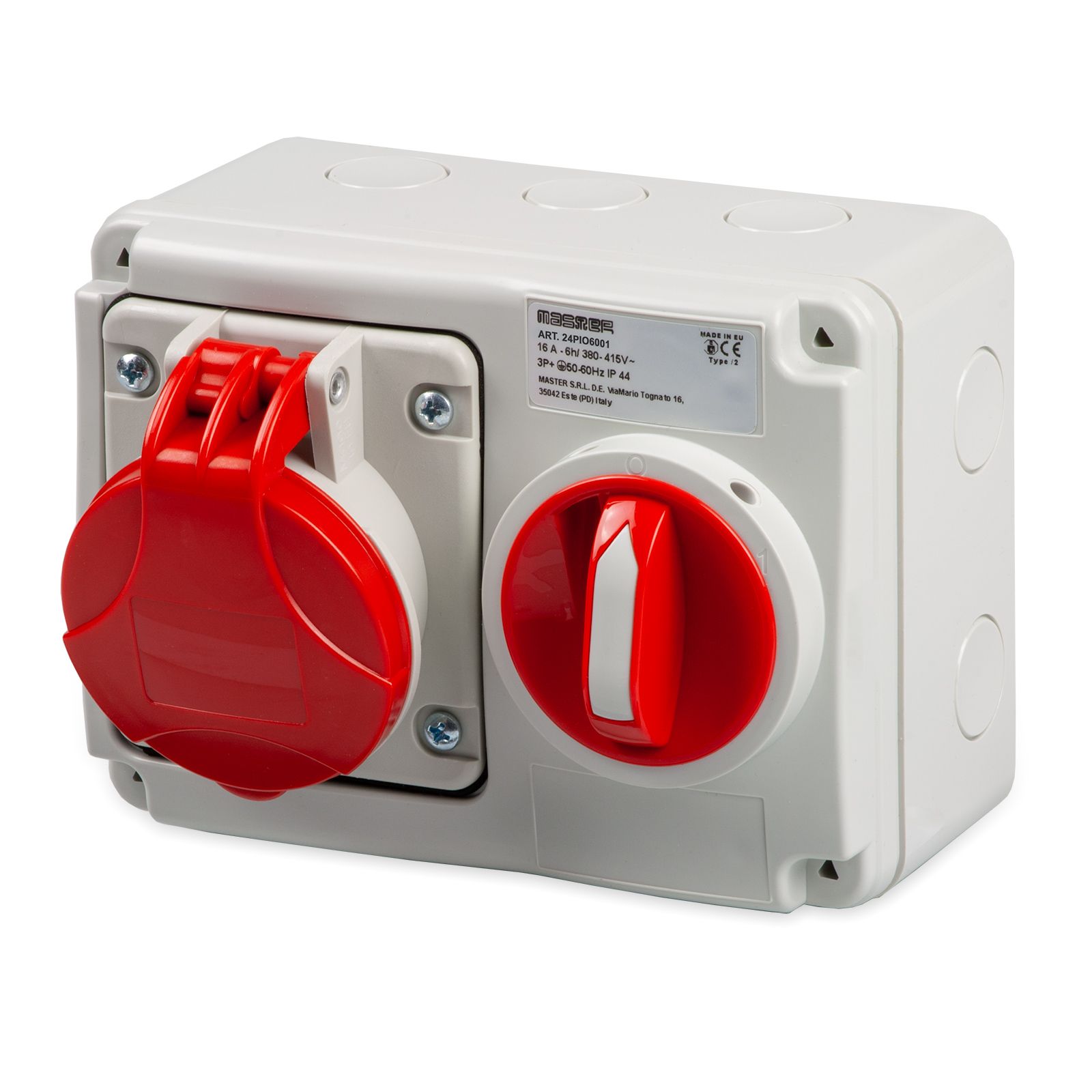 Pr.Int.Or.3P+T 16A 380V 6h ROS.IP44 c/Sc