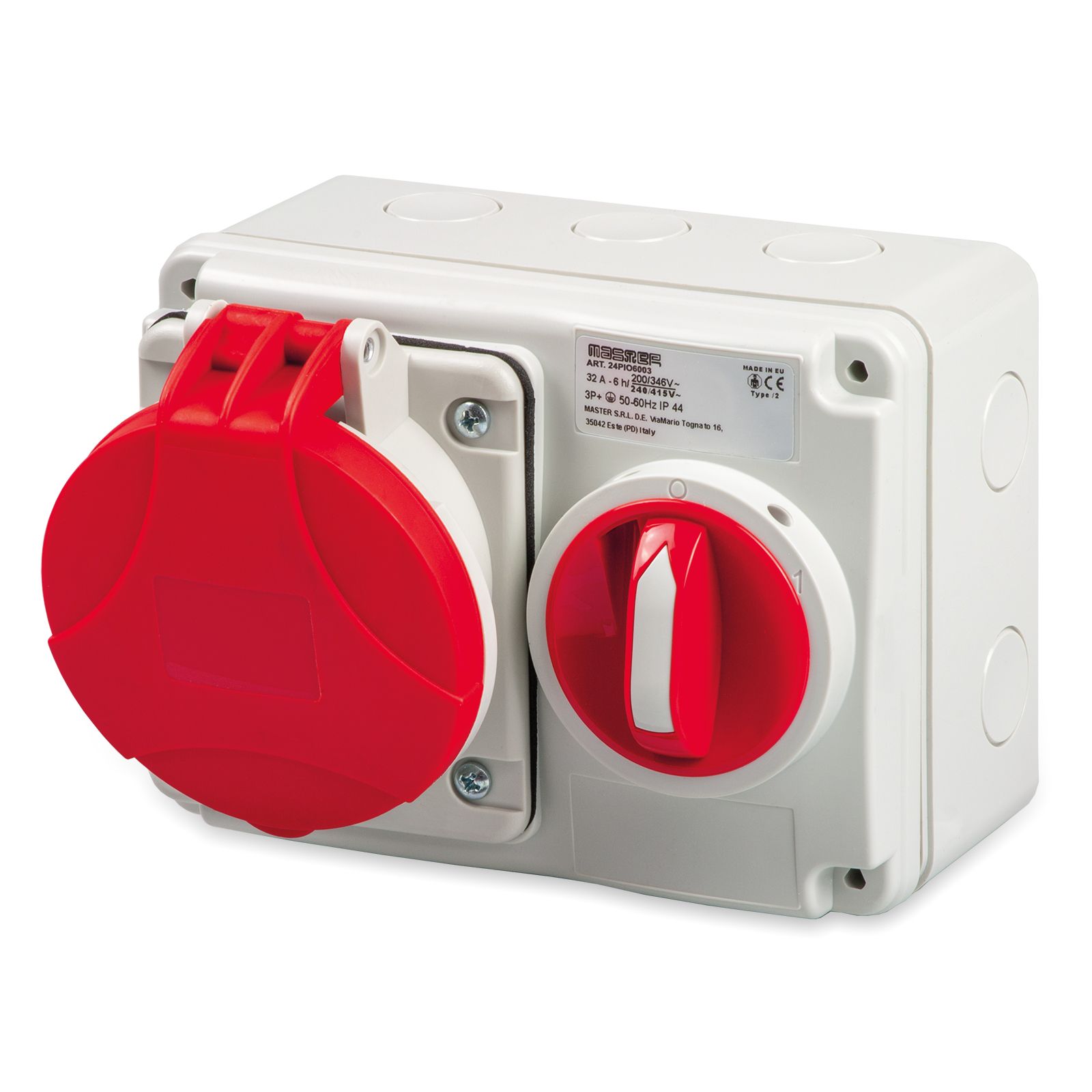Sock.3P+E 32A 380V 6h Red IP44