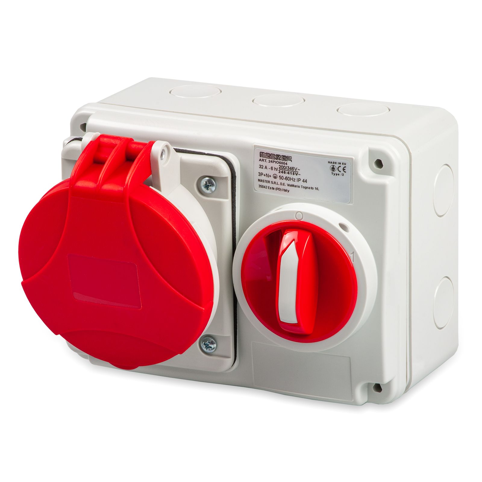 Sock.3P+N+E 32A 380V 6h Red IP44