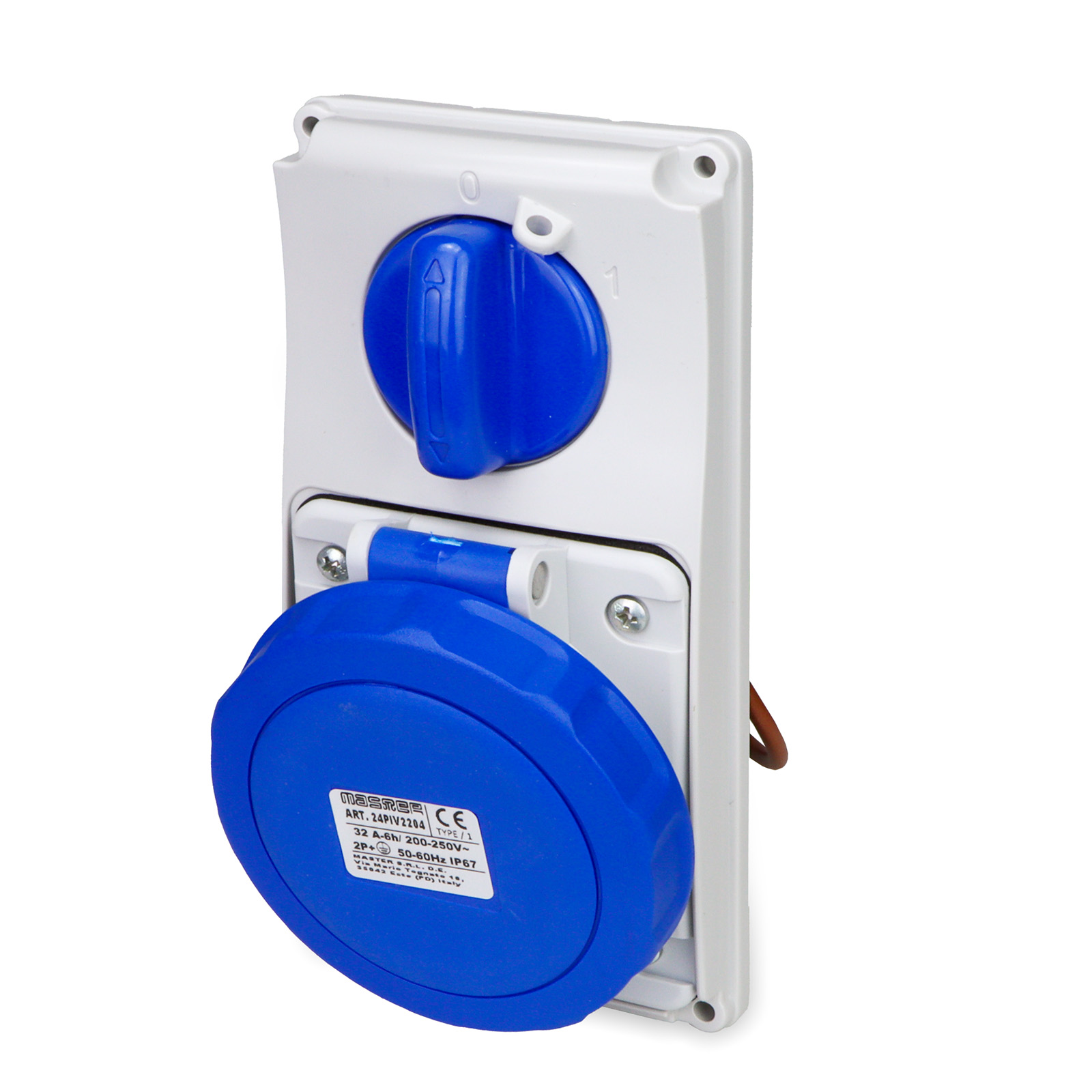 Pr.Int.Vr.2P+T 32A 230V 6h BLU IP67