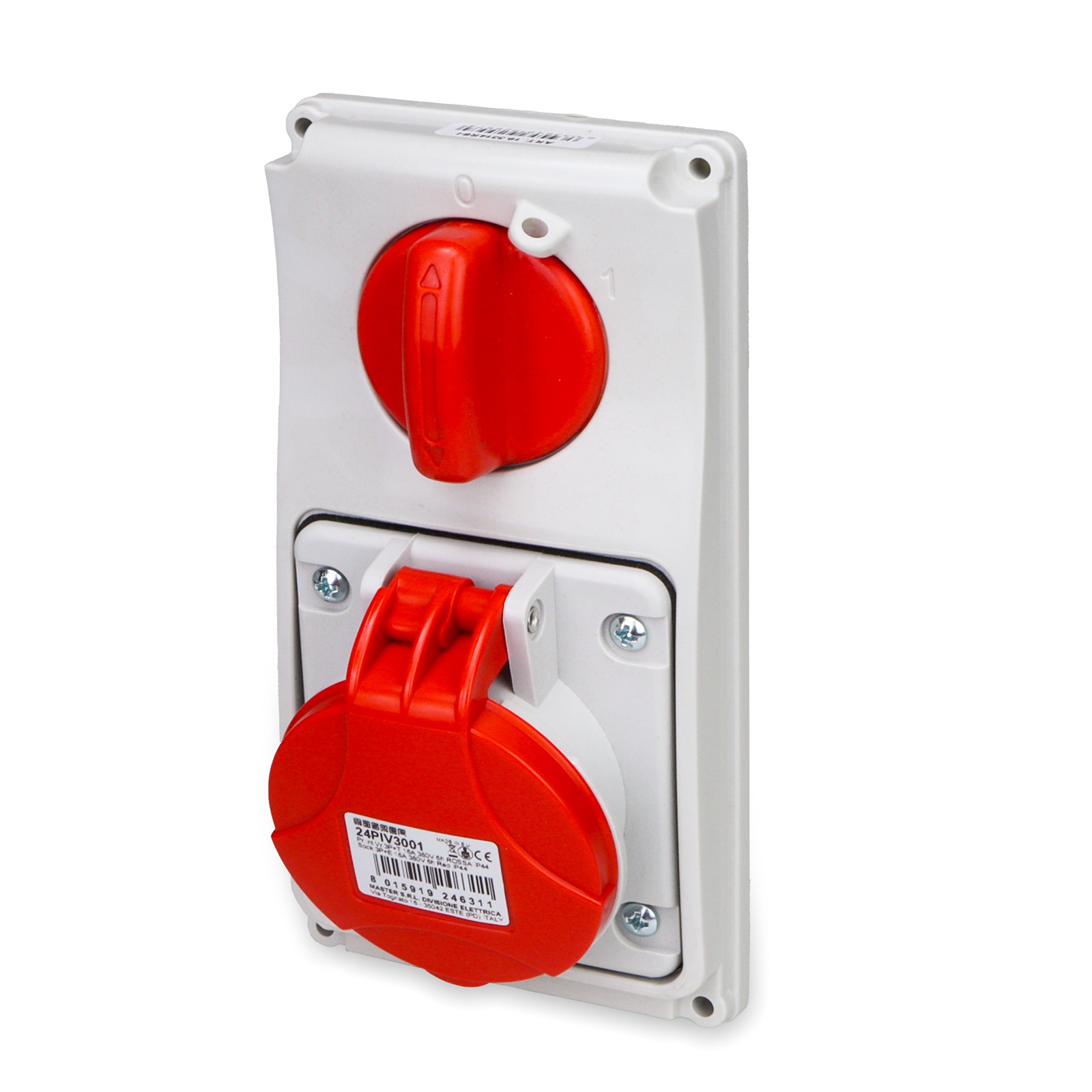 Pr.Int.Vr.3P+T 16A 380V 6h ROSSA IP44