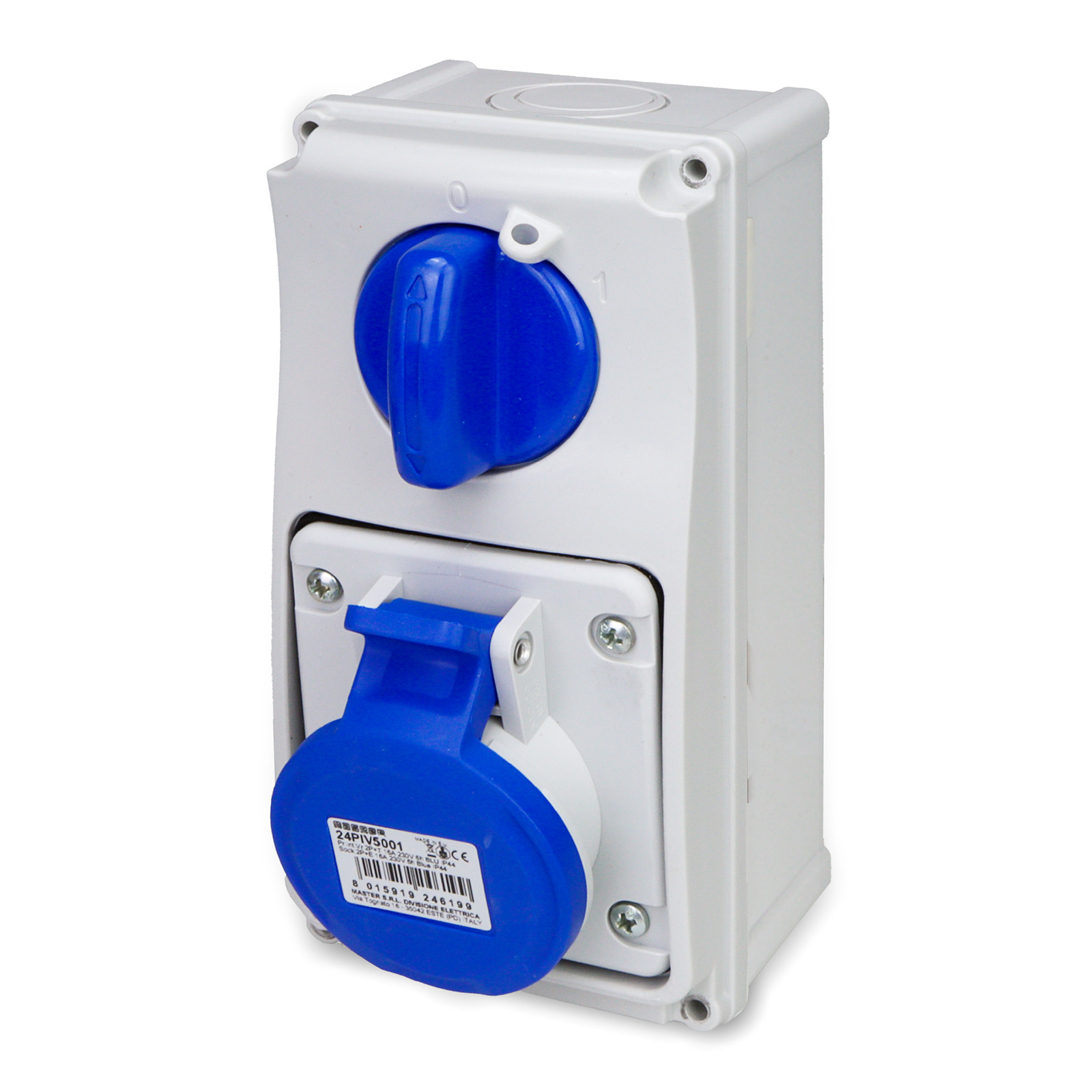 Pr.Int.Vr.2P+T 16A 230V 6h BLU IP44 c/Sc