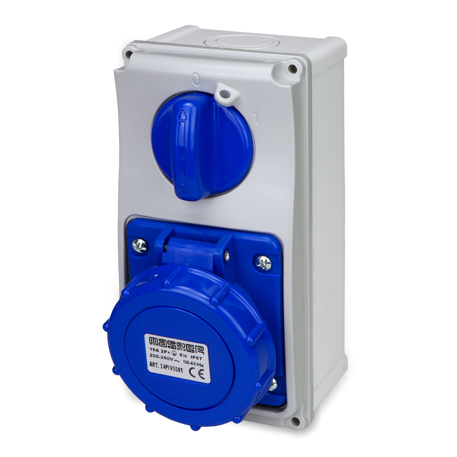 Pr.Int.Vr.2P+T 16A 230V 6h BLU IP67 c/Sc