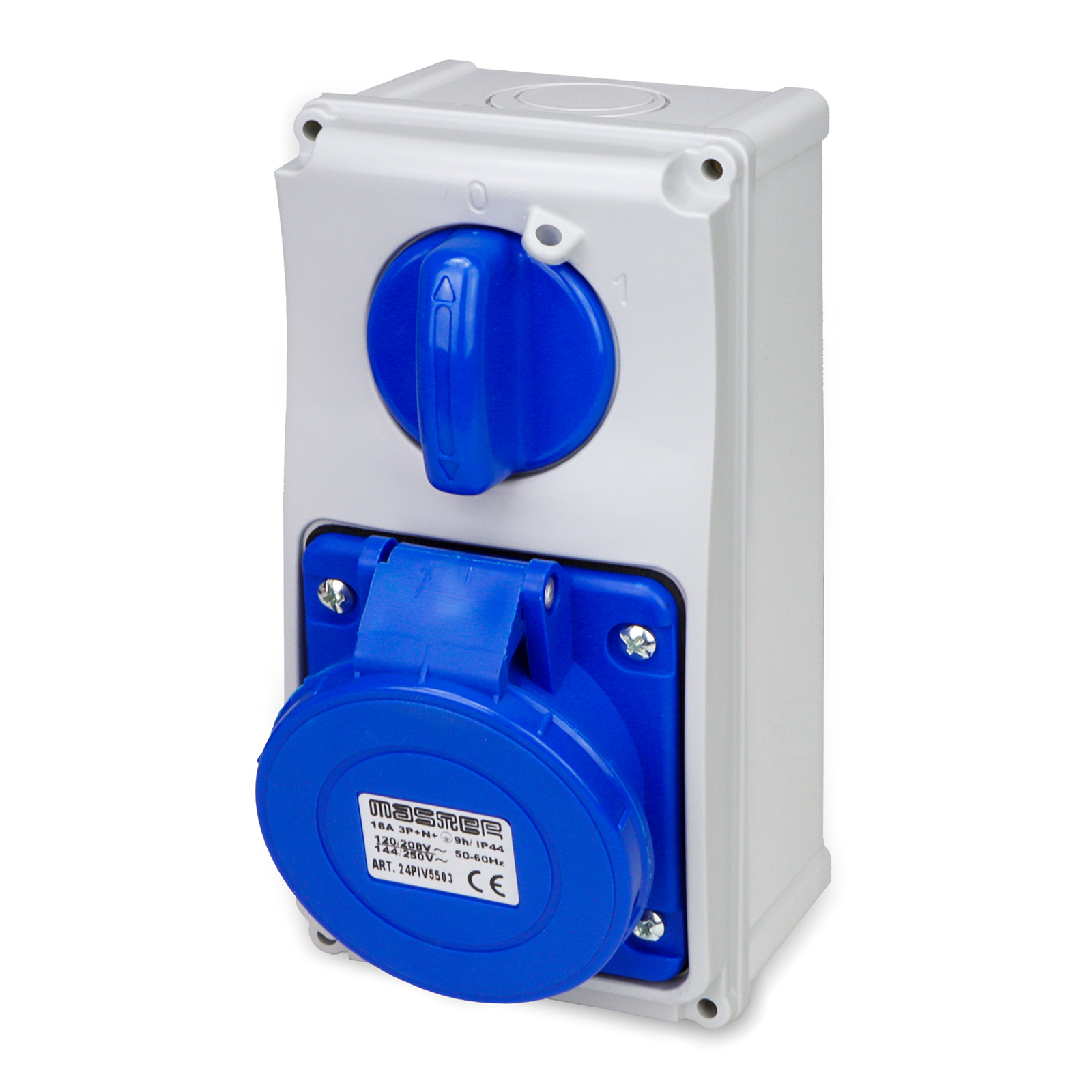 Sock.3P+N+E 16A 230V 9h Blue IP67 w.box