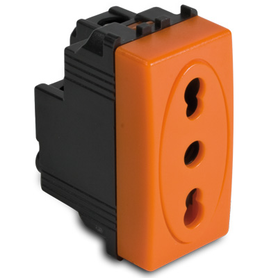 MODO Presa 2P+T 16A Bivalente ARANCIONE