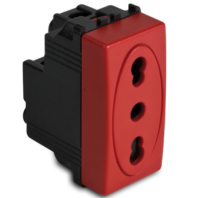MODO Presa 2P+T 16A Bivalente ROSSA