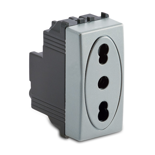 STEEL Presa 2P+T 16A P17/11 Bivalente