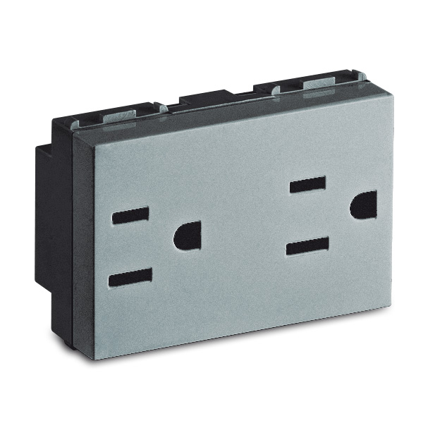 STEEL Presa 2P+T 15A AMERICANA DOPPIA