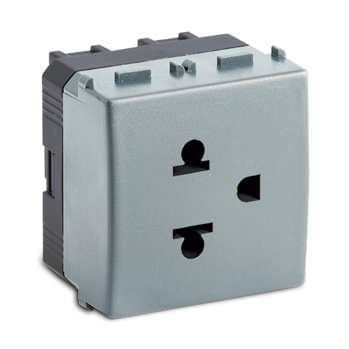 STEEL Presa 2P+T 16A 250V EUROAMERIC. 2m