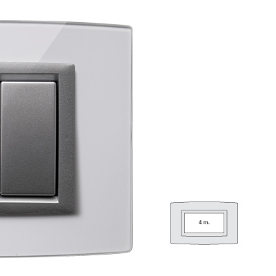 STEEL placca VETRO CRISTALLO 4 posti