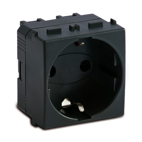 2P+E 16A Schuko socket Black