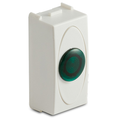 Green pilot light 230V~, white col.