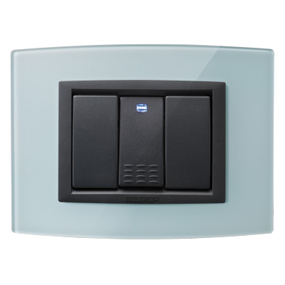 MODO GRIS placa 3 mód. vidrio Azul agua