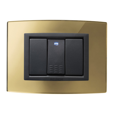 MODO GRIS placa 3 módulos Espejo dorado