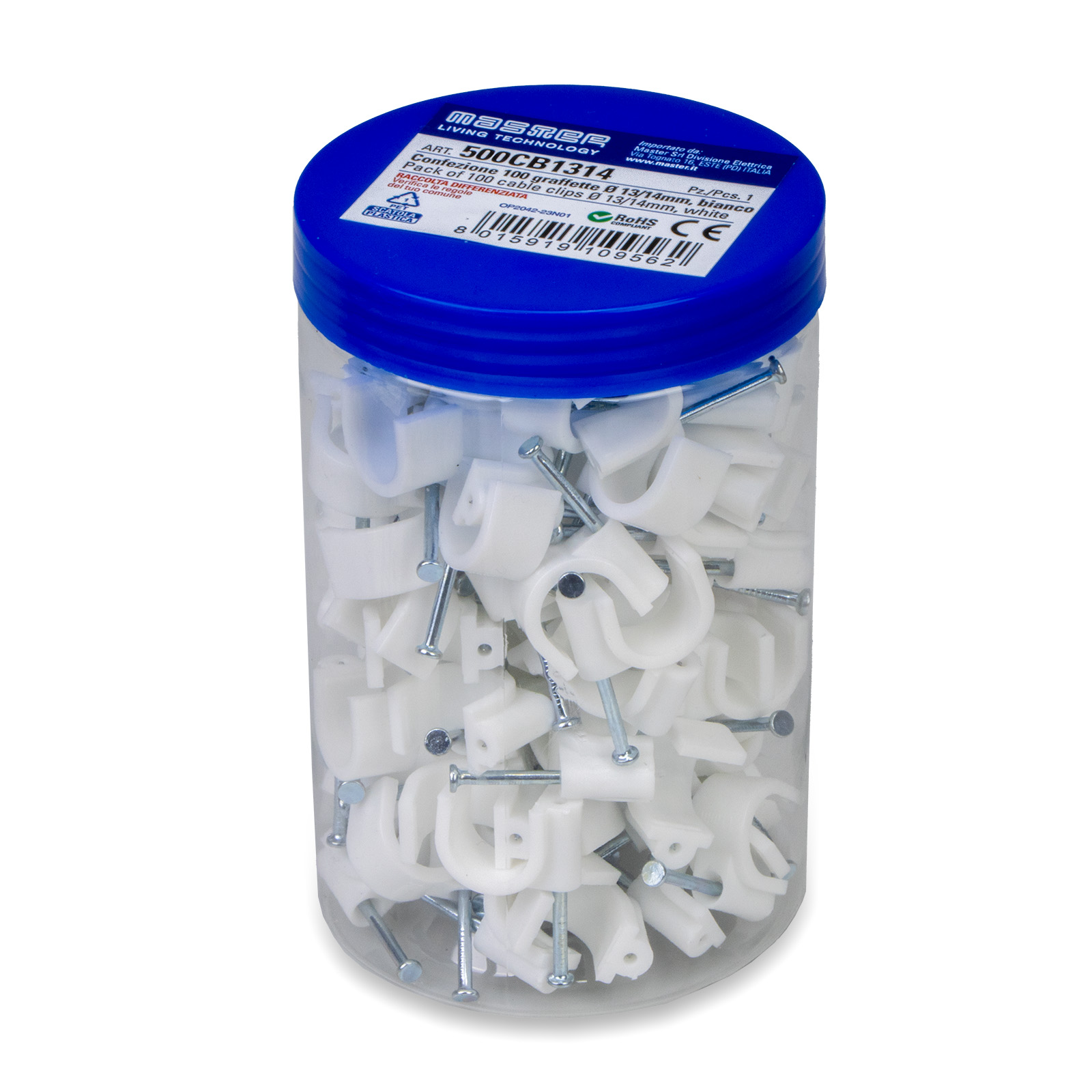 Conf. 100 Graffette diam.13-14 mm Bianco