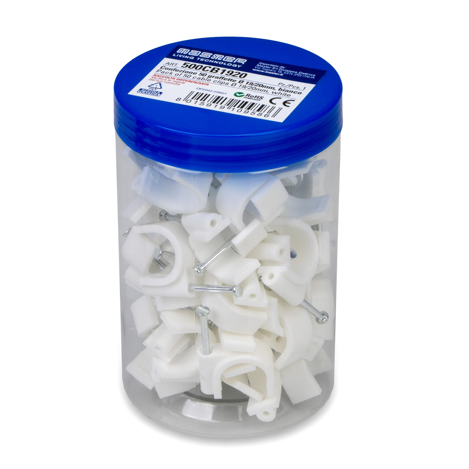 Conf. 50 Graffette diam.19-20 mm Bianco