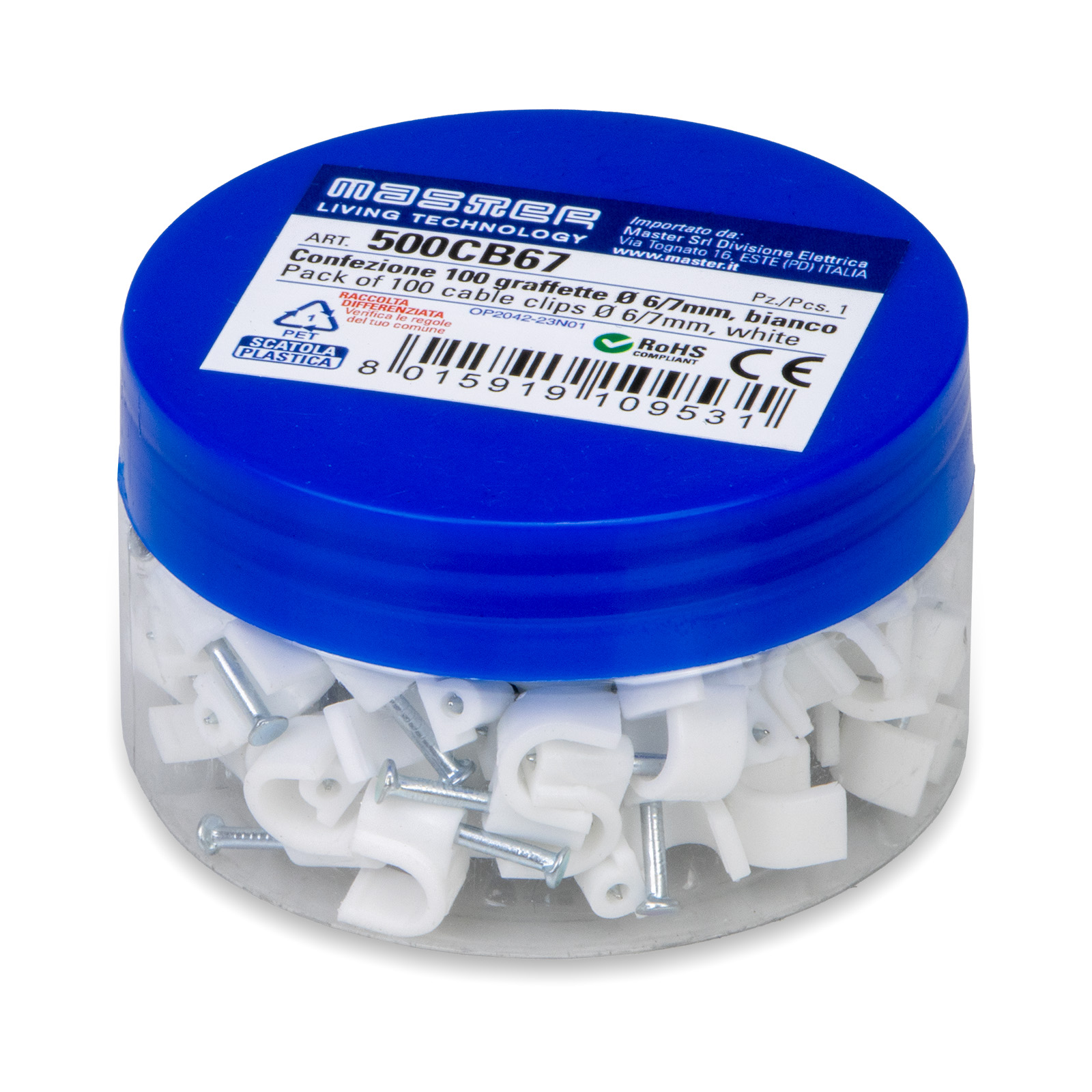 Conf. 100 Graffette diam.6-7 mm Bianco
