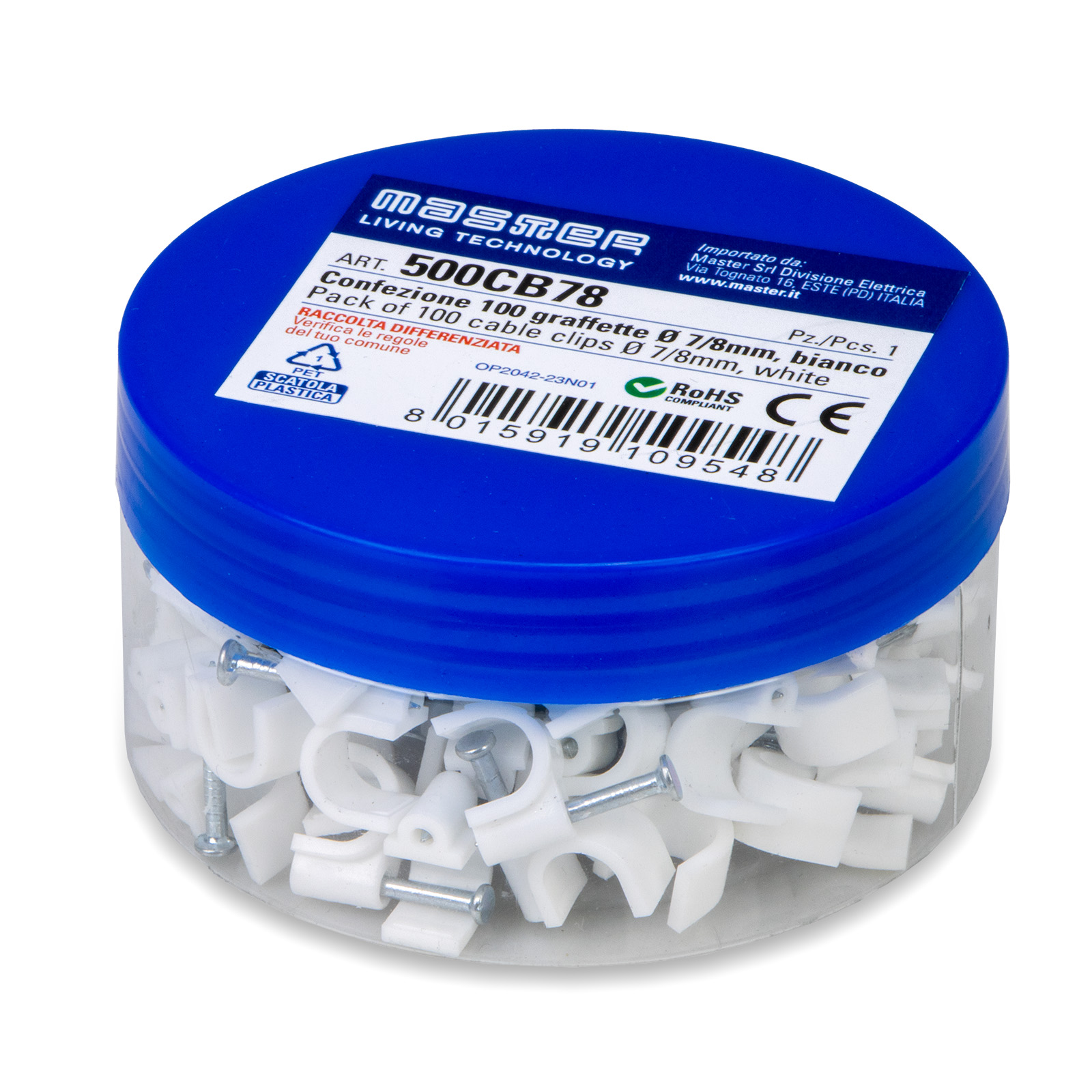 Conf. 100 Graffette diam.7-8 mm Bianco