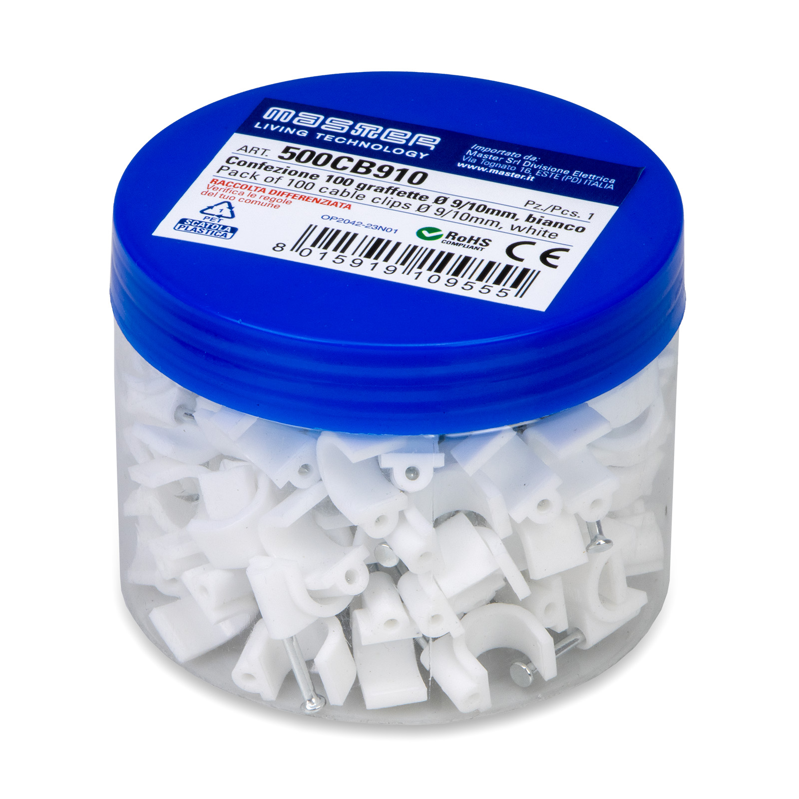 Conf. 100 Graffette diam.9-10 mm Bianco