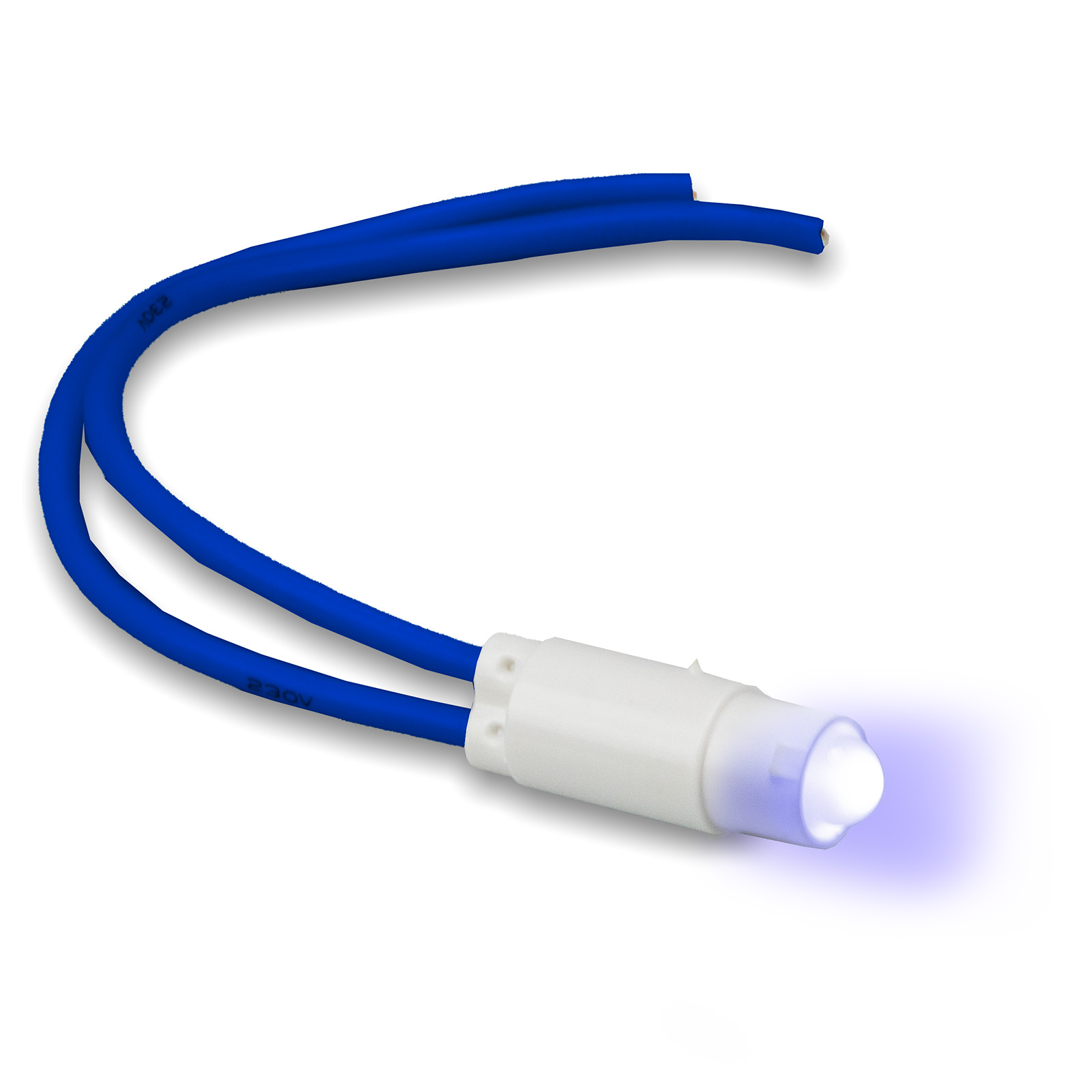 Lampada spia LED Blu 110-230V cavo 100mm