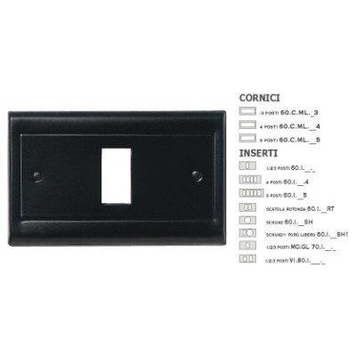 Cornice Metal.Liscio Nero 4 Posti